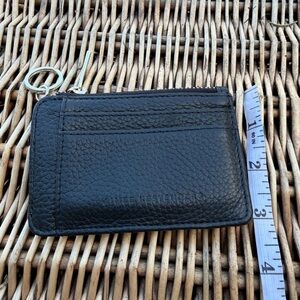 Aimee Kestenberg Alia Pebbled Leather Slim ID Wallet zip Black Card Holder